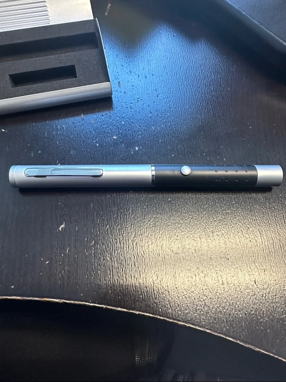Silver and Black Laser Pointer Pointer Pen - Slim Metal Presentation Tool